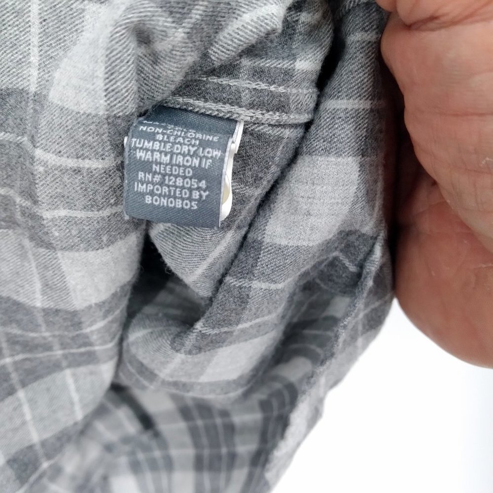 Bonobos Menswear Slim Fit Plaid Flannel Button Down Shirt Gray Size L - Picture 6 of 7